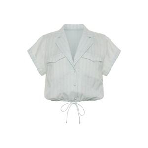 Anna Cate Designer Matilde Striped Top in Mint/Aqua M New